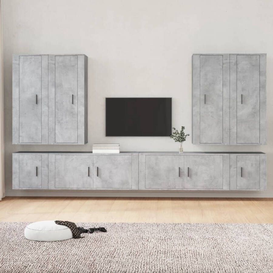 The Living Store TV-meubelset Betongrijs 4x 40x34.5x100cm 2x 100x34.5x40cm 2x 40x34.5x40cm - Foto 2