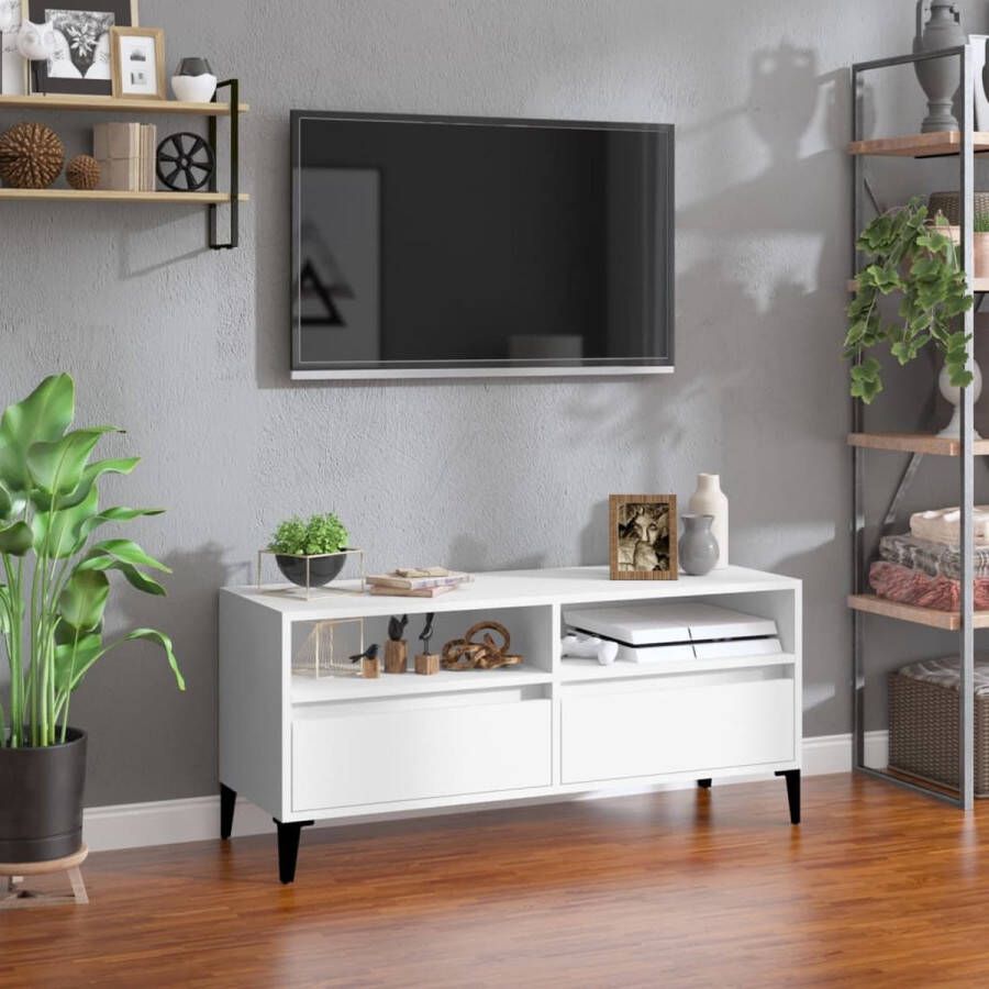 The Living Store Klassieke TV-kast 100 x 34.5 x 44.5 cm Duurzaam hout Wit - Foto 2