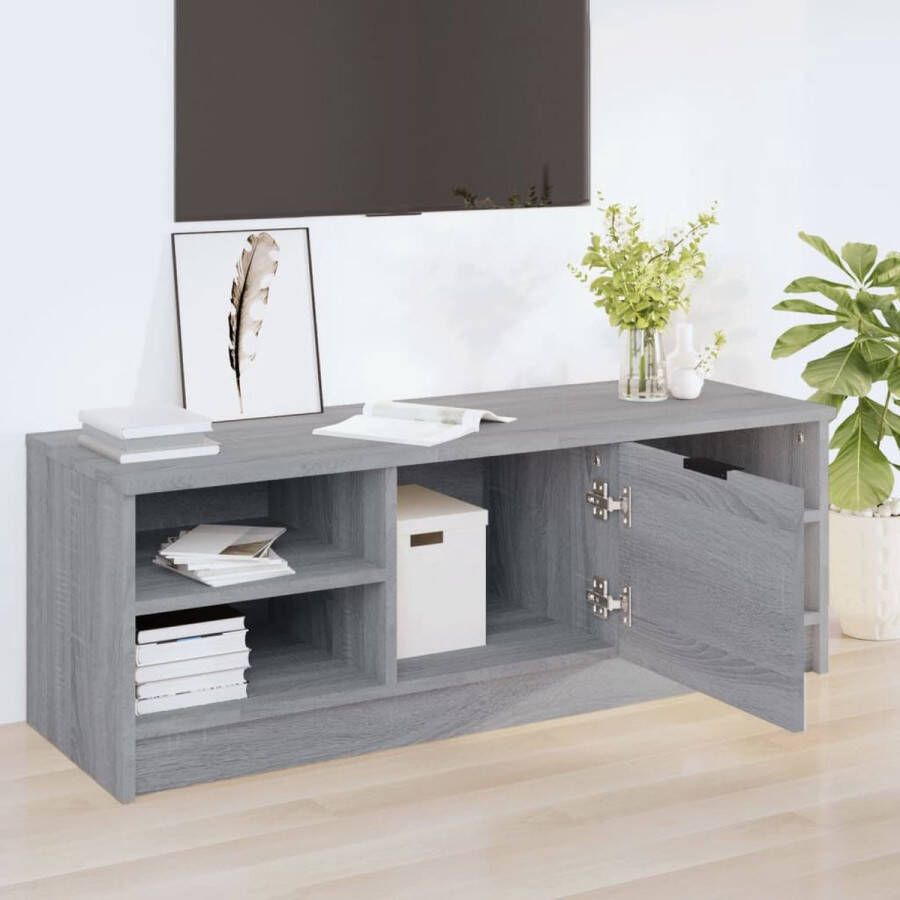 The Living Store Klassieke TV-kast Grijs Sonoma Eiken 102 x 35.5 x 36.5 cm (B x D x H) Montage vereist - Foto 2