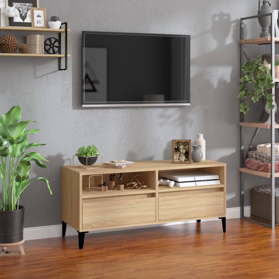 The Living Store TV-kast Classic Sonoma Eiken 100 x 34.5 x 44.5 cm Duurzaam hout Veel opbergruimte - Foto 2