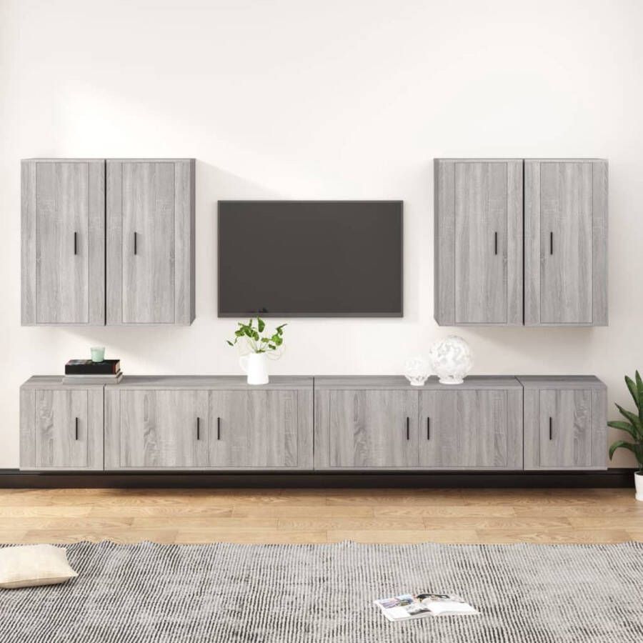 The Living Store Klassieke tv-kastenset 100 x 34.5 x 40 cm 40 x 34.5 x 40 cm 40 x 34.5 x 80 cm Grijs Sonoma Eiken - Foto 2