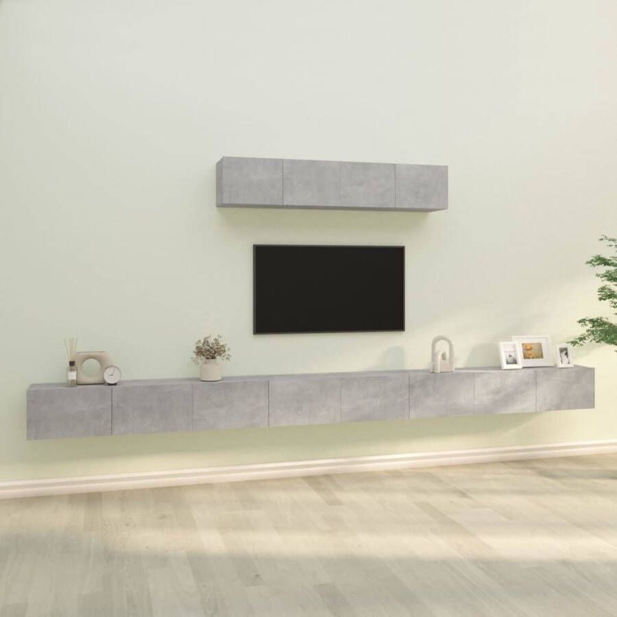 The Living Store TV-meubelset Betongrijs 4x 100x30x30 cm 2x 80x30x30 cm Trendy en praktisch design - Foto 2