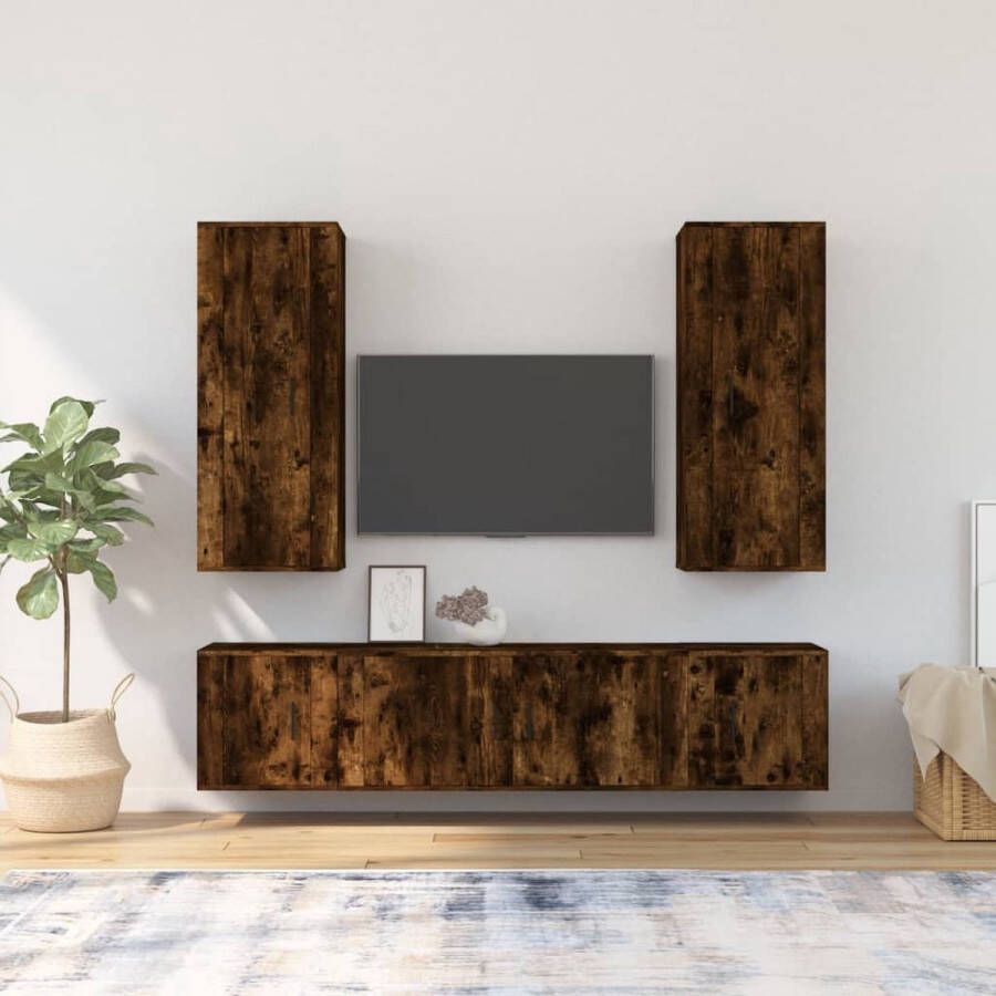 The Living Store Klassieke TV-Meubel Set Gerookt Eiken 2x 40x34.5x100cm 1x 100x34.5x40cm 2x 40x34.5x40cm - Foto 2