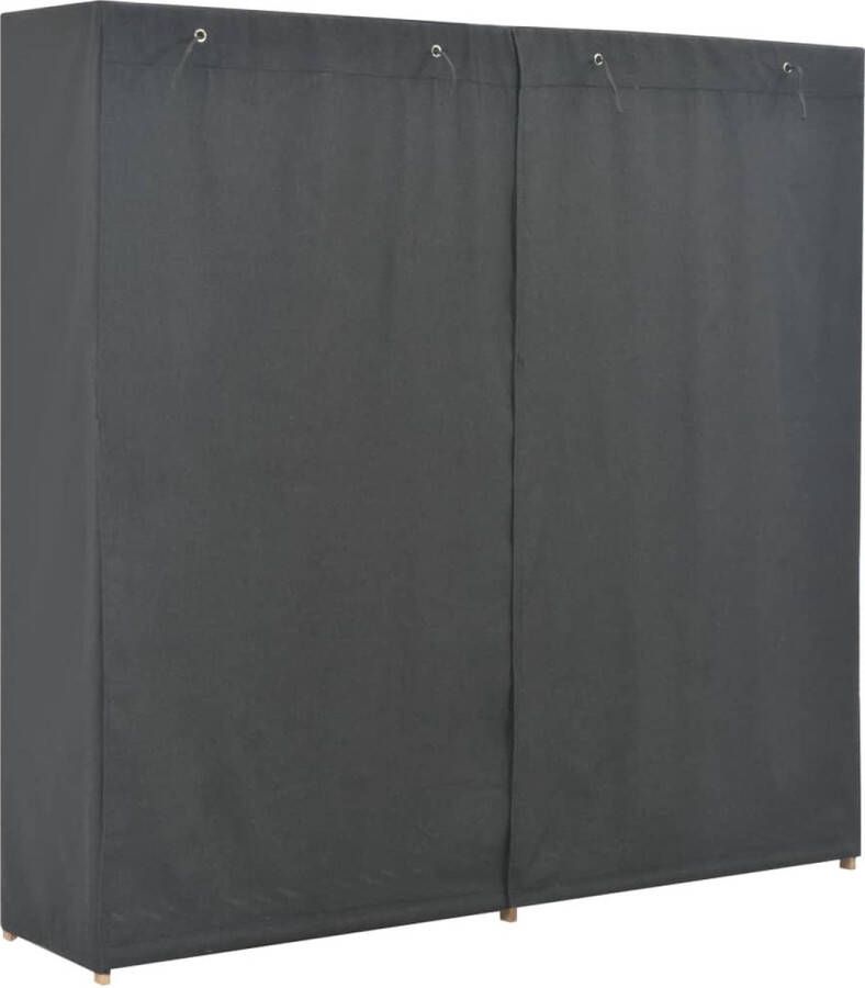 The Living Store Kledingkast functioneel grijs 200x40x170 cm stof en massief vurenhouten frame Kledingkast Garderobe Opslagruimte Kledingopslag Meubel - Foto 3