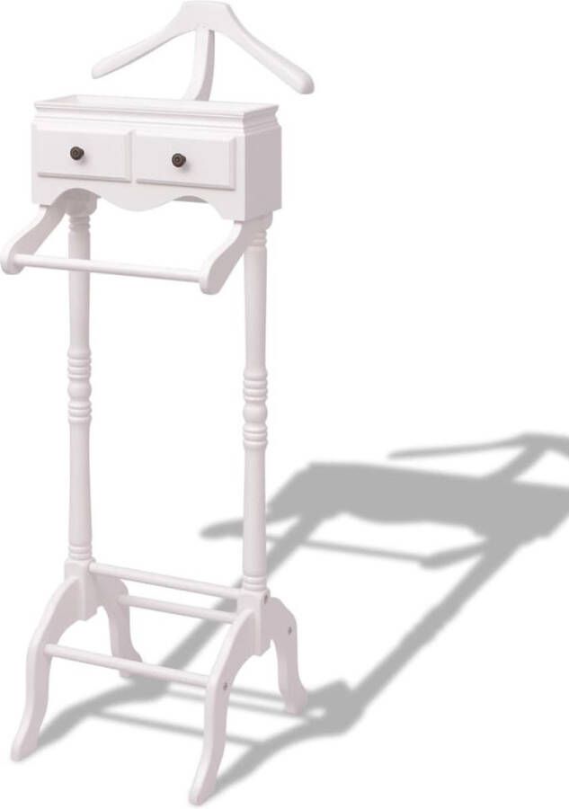 The Living Store Kledingrek met Kastje 45 x 28.5 x 125 cm Wit Grenenhout en MDF 2 lades Kledingrek Kasten Rek Garderobe Kledingopbergers Dressoir