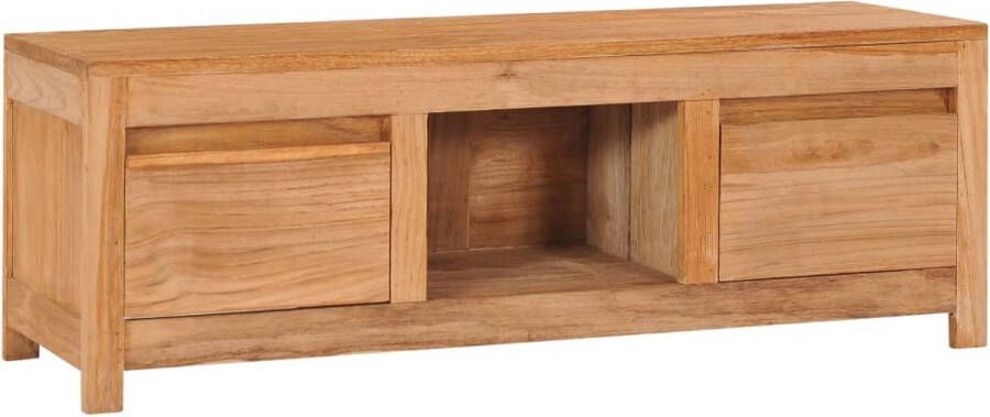 The Living Store Koloniale TV-meubel 100 x 30 x 35 cm Massief teakhout 2 lades en 1 vak - Foto 2