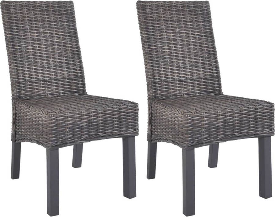 The Living Store Kubu Rattan Eetkamerstoelen 46 x 61 x 93 cm Bruin Greywash - Foto 4