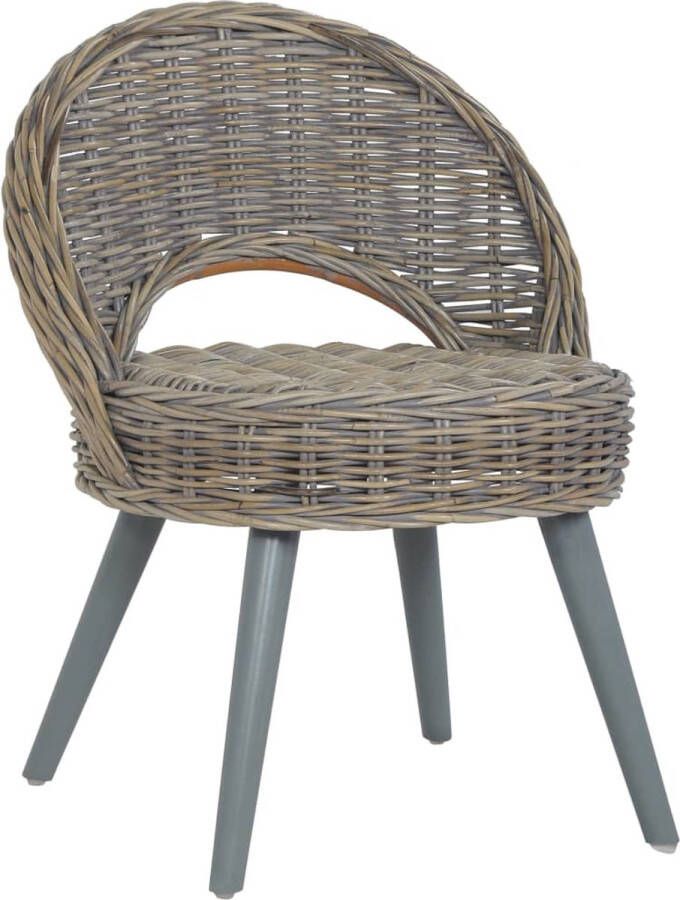 The Living Store Kubu Rattan Fauteuil Grijs 60 x 60 x 79 cm (B x D x H) Comfortabel en Duurzaam Rattan Fauteuil Grijs Design Fauteuil Lounge Fauteuil Kubu Rattan - Foto 2