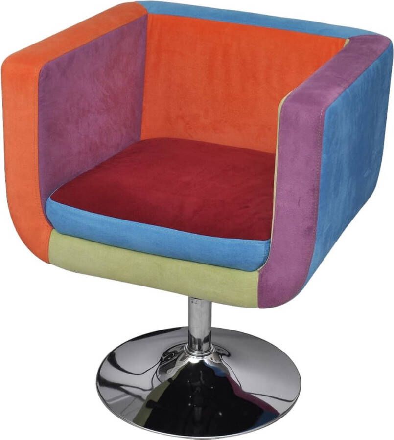 The Living Store Stoel met patchwork motief kubus stof Kubustoel Patchwork Stoel Verstelbare Stoel Eetkamerstoelen Bureaustoel - Foto 4