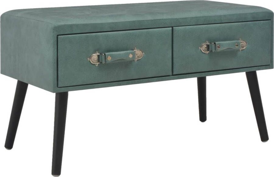 The Living Store Kunstlederen Salontafel Zeegroen 80 x 40 x 46 cm Met 2 lades
