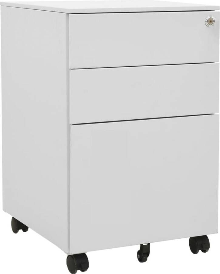 The Living Store Ladeblok verrijdbaar 39x45x60 cm staal lichtgrijs Ladekast Archivakast Metalen Kasten Bureauspullen Kantooropbergers - Foto 2