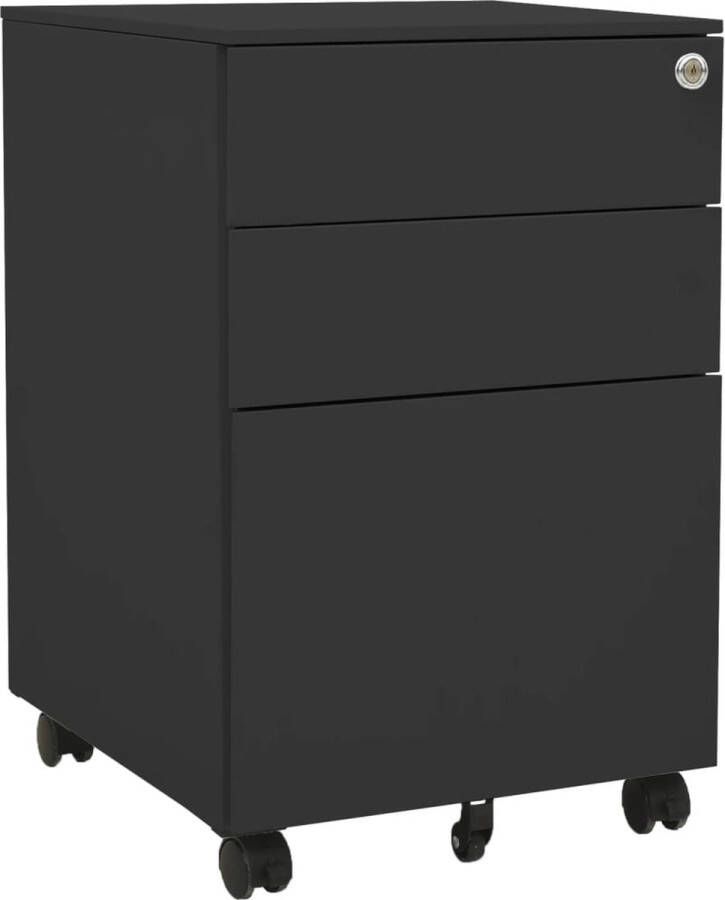 The Living Store Ladeblok verrijdbaar 39x45x60 cm staal antracietkleurig Ladeblokje Archivakast Metalen Kasten Bureauspullen Opbergruimte - Foto 2