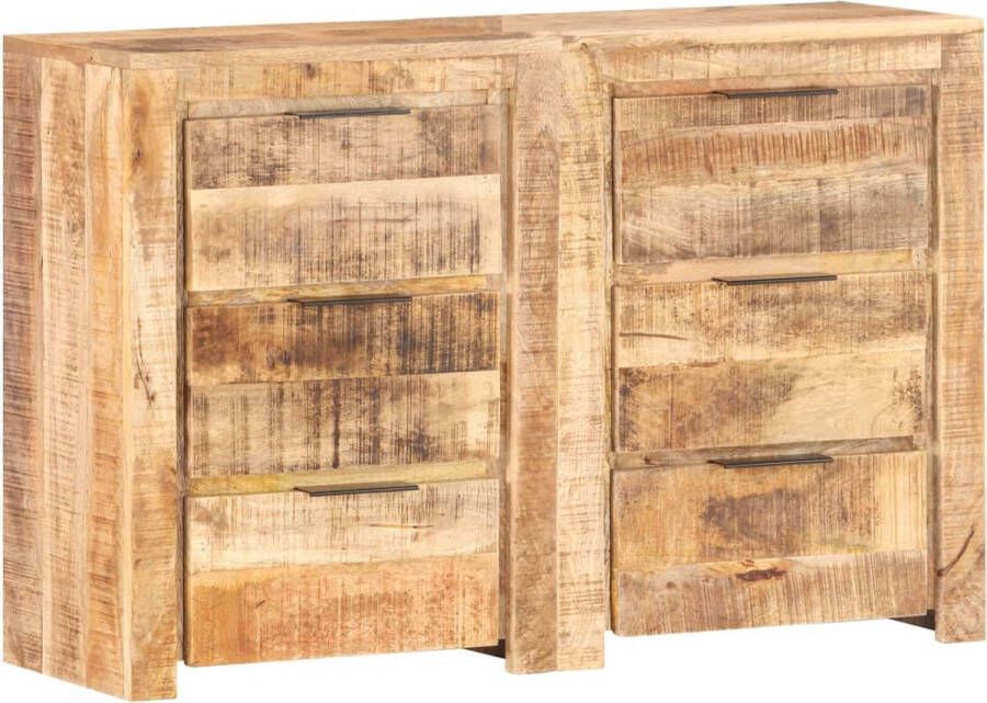 The Living Store Ladekast Vintage Set van 2 Ruw mangohout 118x33x75 cm 3 lades