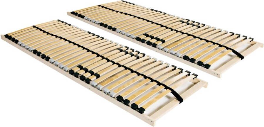 The Living Store Lattenbodem Comfort 195 x 80 x 9 cm Beukenhouten frame Berkenhouten latten Lattenbodem Bedframe Slaapcomfort Hout Laken