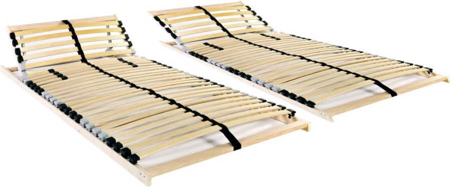 The Living Store Lattenbodem Massief Beukenhout Berkenhout 195x90x9 cm Met 28 latten en verstelbare stevigheid Lattenbodem Houten Bedframe Beukenhouten Berkenhouten Adjustable Bedbase