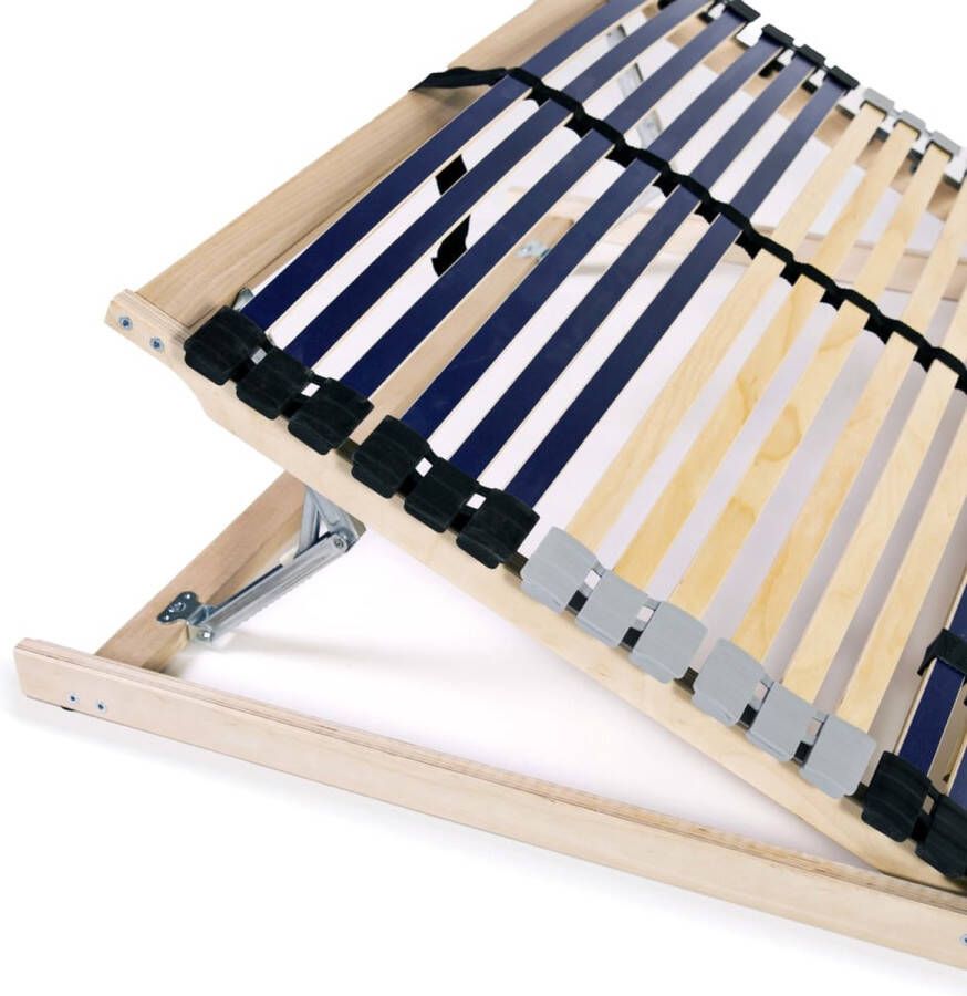 The Living Store Lattenbodem Massief beukenhouten frame 195 x 140 x 10 cm 42 latten Verstelbaar SBS rubberen doppen Lattenbodem Massieve Houten Lattenbodem Beukenhouten Frame Verstelbare Lattenbodem Hoofdbord Verstellen