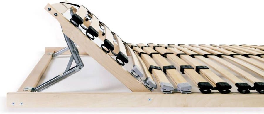 The Living Store Lattenbodem 195 x 120 x 9 cm Massief beukenhouten frame 28 latten Verstelbare stevigheid Met SBS rubberen doppen Lattenbodem Houten Bedbodems Bedbodem 120x200 Bruine Bedbodem Adjustable Bedbase - Foto 2