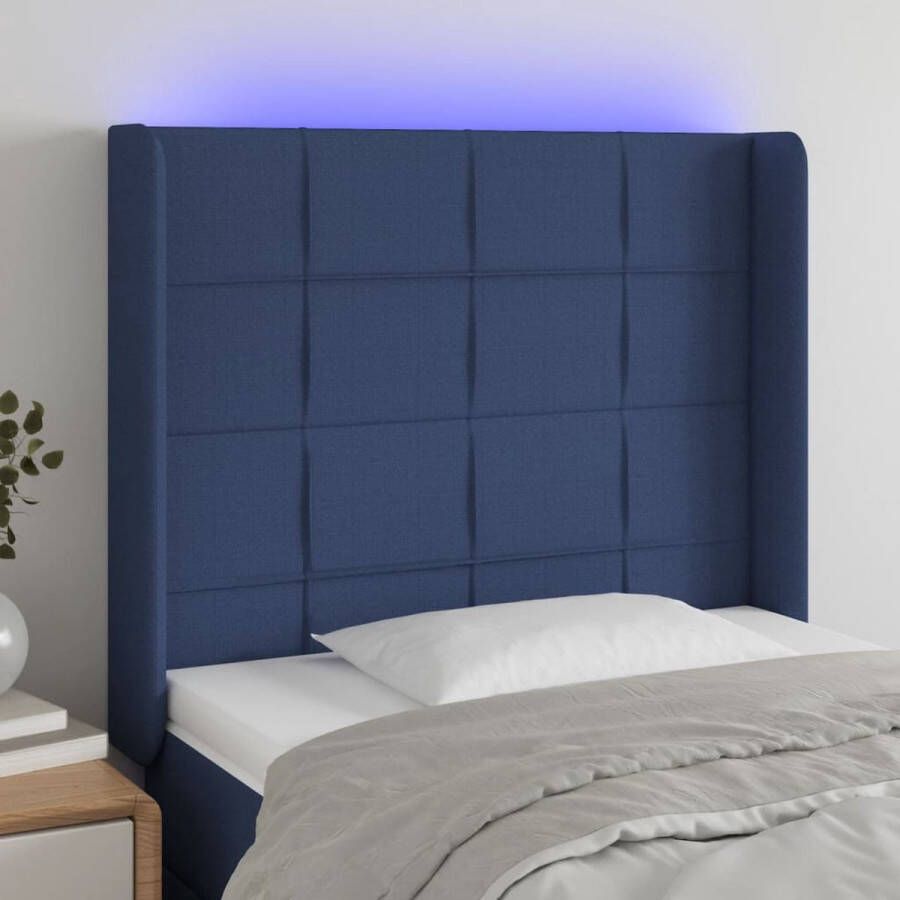 The Living Store LED Hoofdbord Klassiek Hoofdeinde Afmeting- 83x16x118 128 cm Kleur- Blauw Ken- Verstelbaar Comfortabele ondersteuning