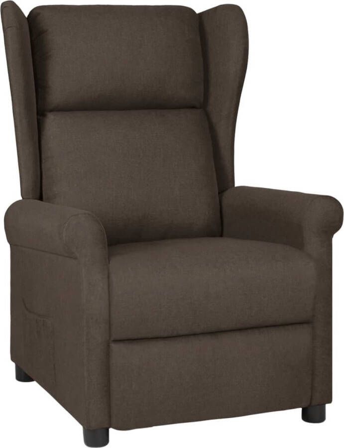 The Living Store Leunstoel stof donkerbruin Fauteuil