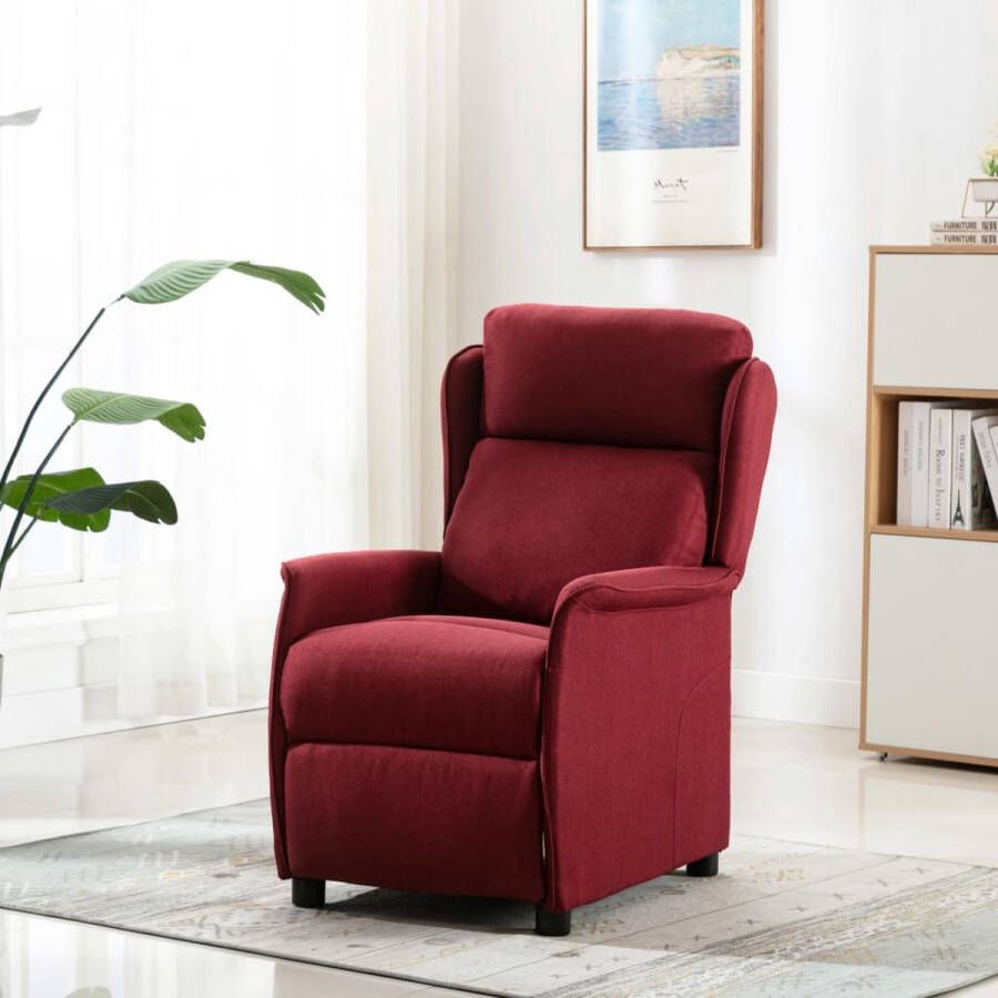 The Living Store Verstelbare Stoel Fauteuil Stof Ijzer 68x98x100 cm Wijnrood - Foto 2