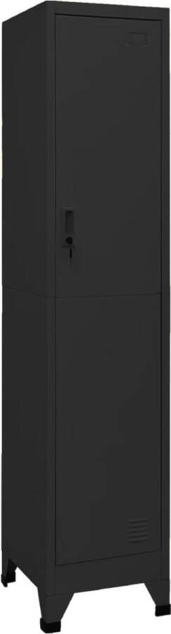 The Living Store Lockerkast 38x45x180 cm staal zwart Lockerkast Opbergkast Metalen Kast Zwarte Kast School Lockers - Foto 2