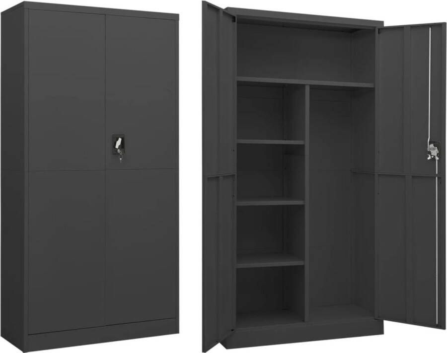 The Living Store Lockerkast Opbergkast 90 x 40 x 180 cm Staal Antraciet - Foto 2