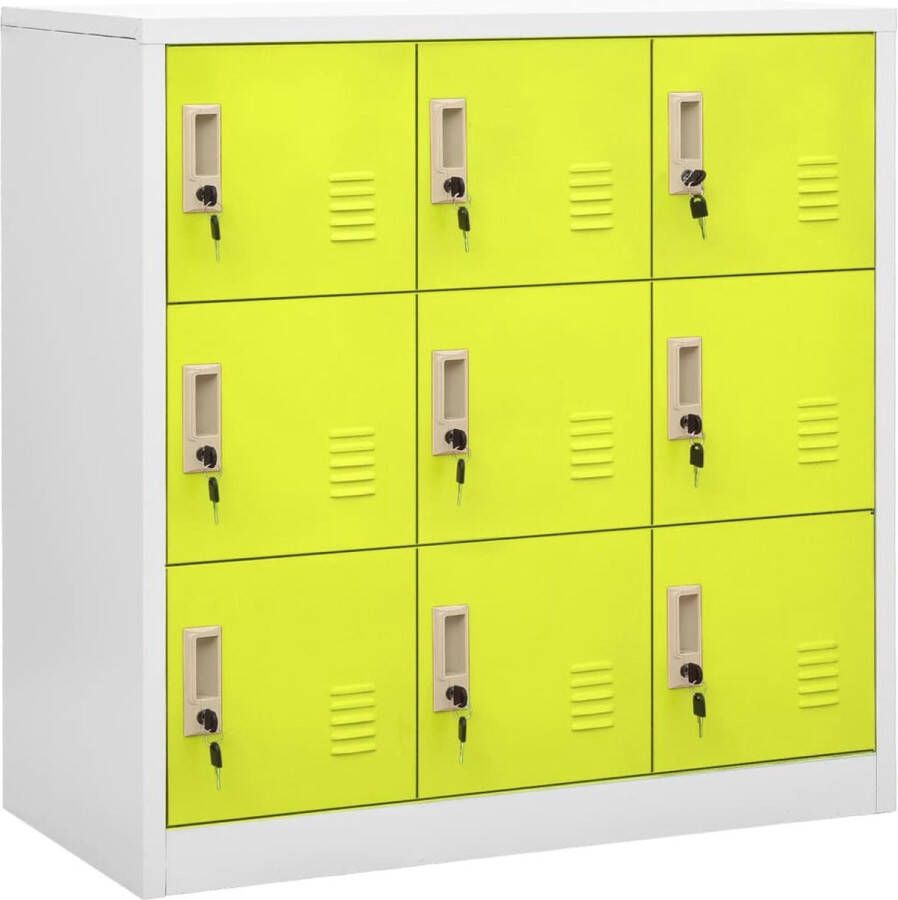 The Living Store Lockerkast Staal 90 x 45 x 92.5 cm 9 lockers Lichtgrijs en groen - Foto 2