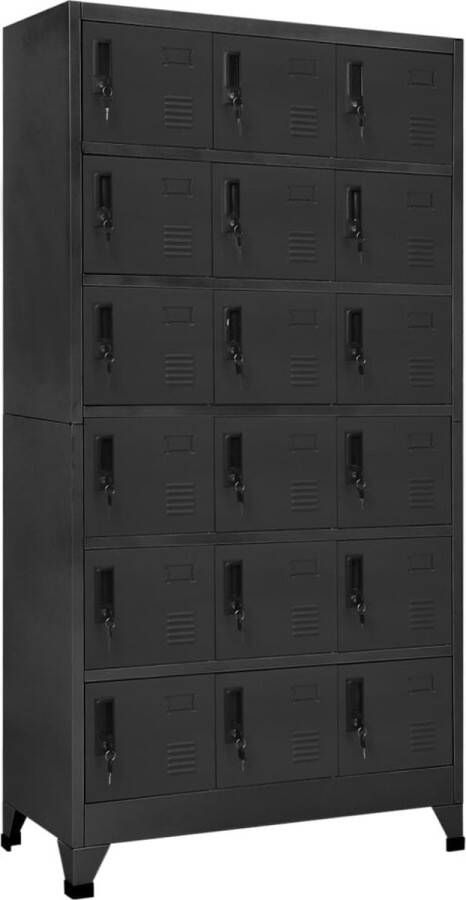 The Living Store Lockerkast Staal 90 x 40 x 180 cm Antraciet - Foto 2