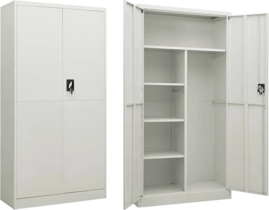 The Living Store Lockerkast Staal 90 x 40 x 180 cm Lichtgrijs - Foto 2