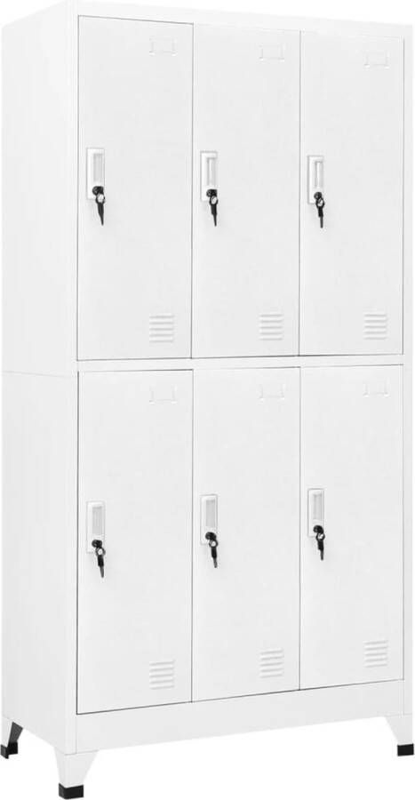The Living Store Lockerkast met 6 vakken 90x45x180 cm staal grijs Lockerkast Metalen Lockerkast Staalkast Opbergkast Lockers - Foto 2