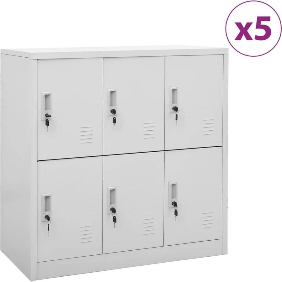 The Living Store Lockerkast 90x45x92-5 cm staal lichtgrijs Kast - Foto 2