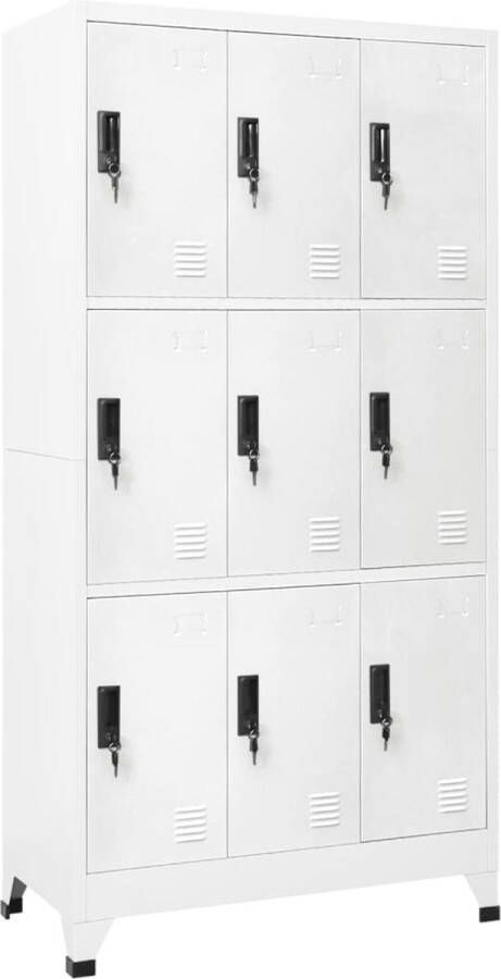 The Living Store Lockerkast Staal 90x45x180 cm 9 afsluitbare deuren Lockerkast Opslagruimte Metalen Kast Staalkast Whiteboard Kast - Foto 2