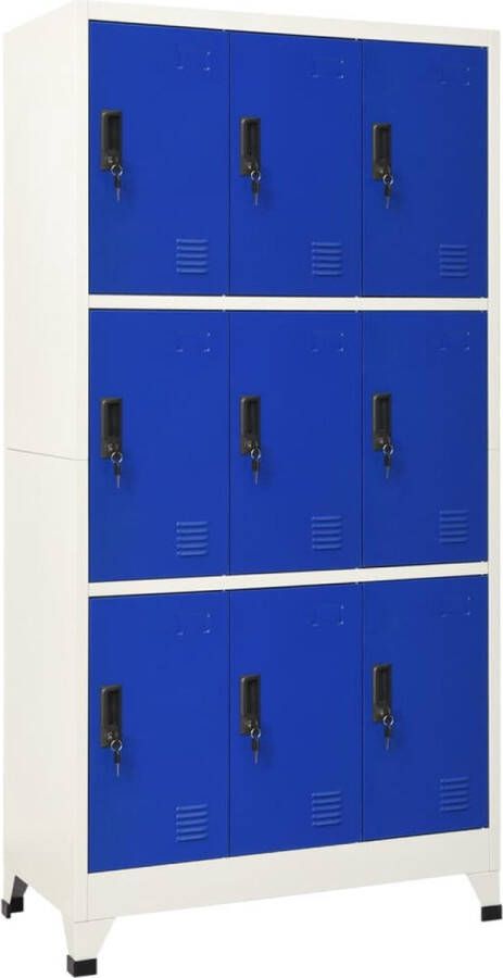 The Living Store Lockerkast Staal Grijs Blauw 90x45x180cm Duurzaam en Ventilatieopeningen - Foto 2