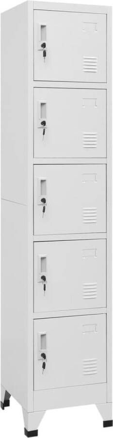 The Living Store Lockerkast Staal Lichtgrijs 38 x 40 x 180 cm Afsluitbare deuren Lockerkast Opbergkast Metalen Kast Staalkast Kantooropslag - Foto 2