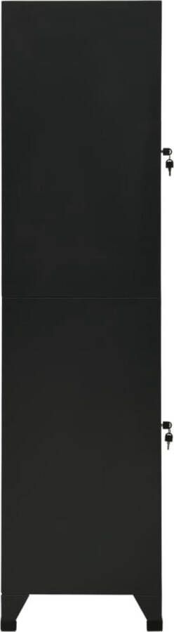 The Living Store Lockerkast zwart staal 38 x 45 x 180 cm met hangers en labelhouders - Foto 3