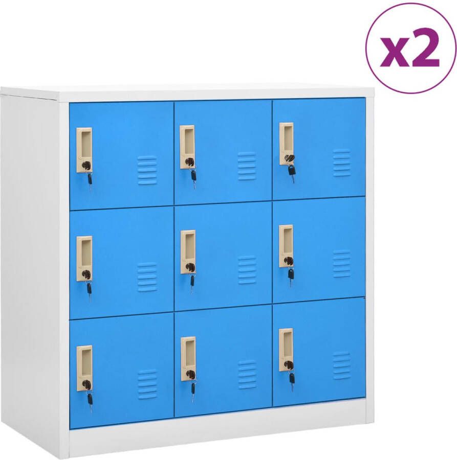The Living Store Lockerkasten Moderne Opbergkast 90 x 45 x 92.5 cm Lichtgrijs Blauw Lockerkast Opbergkast Schoolkisten Kantooraccessoires Metalen Kast - Foto 2
