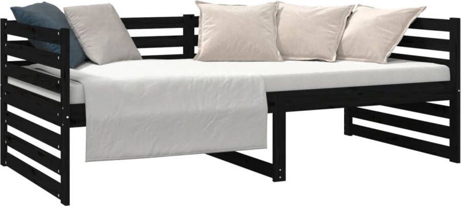 The Living Store Slaapbank 90x190 cm massief grenenhout zwart Slaapbank Slaapbanken Bedbank Bed Bedframe Houten Bedframe Bedbodem Logeerbed Slaapmeubel Ledikant Bedbanken - Foto 2