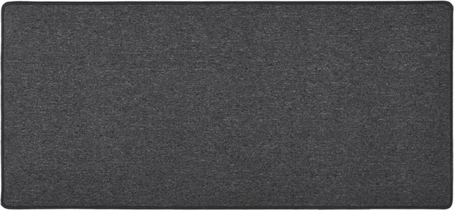 The Living Store Loper Antraciet Genaaldvilte stof 50x100 cm 3mm poolhoogte Tapijtroper Vloerkleed Loper Antraciet Modern - Foto 2