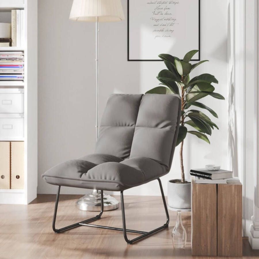The Living Store Loungestoel Comfortabel verstelbaar en duurzaam Lichtgrijs 54x72x74 cm (BxDxH) Fluweel metaal - Foto 2