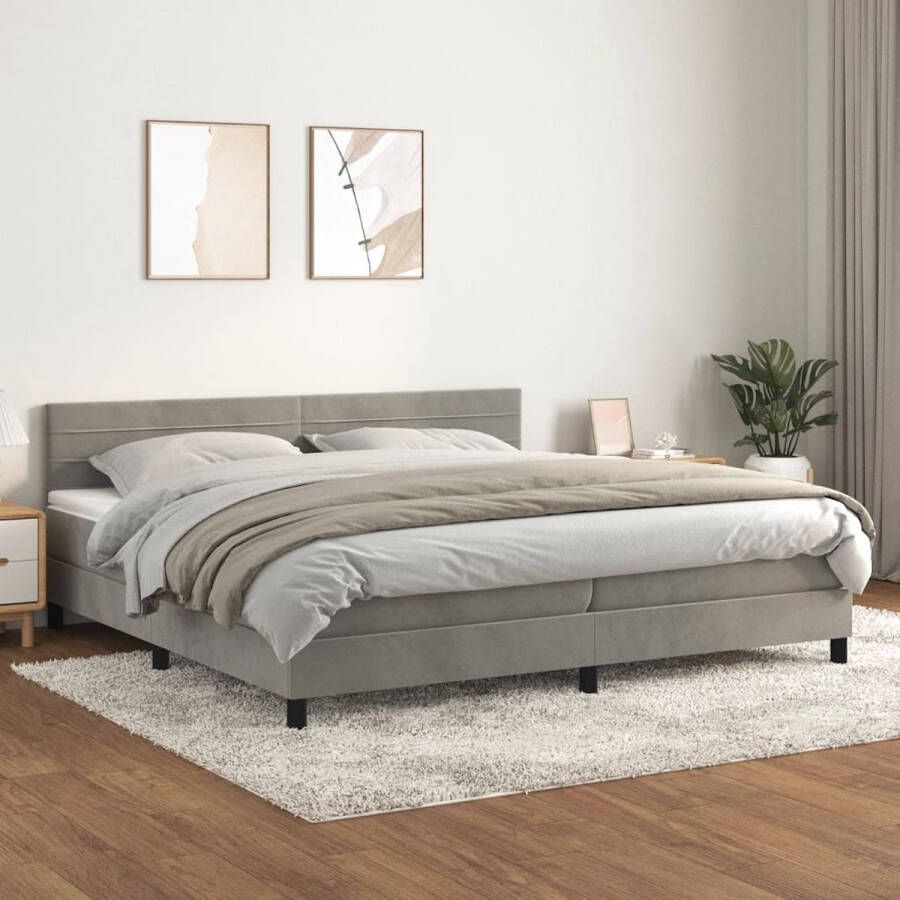 The Living Store Luxe Boxspringbed Fluweel Pocketvering Middelharde Ondersteuning Huidvriendelijk Boxspringbed Fluweel Bed Boxspring Tweepersoons Bed King Size Bed