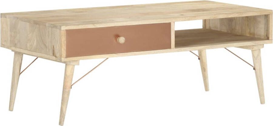 The Living Store Mangohouten Salontafel Natuurlijke Afwerking 118 x 57 x 45 cm Met lade - Foto 3
