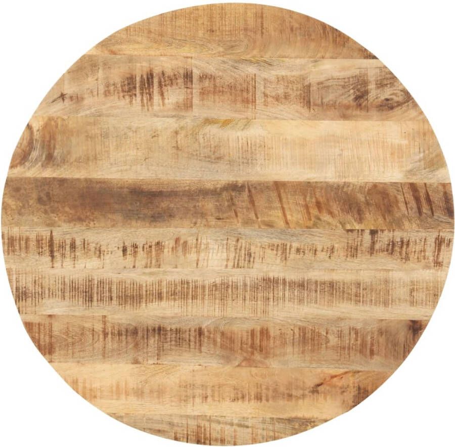 The Living Store Mangohouten Tafelblad Diameter 80 cm Massief hout Industriële look - Foto 2