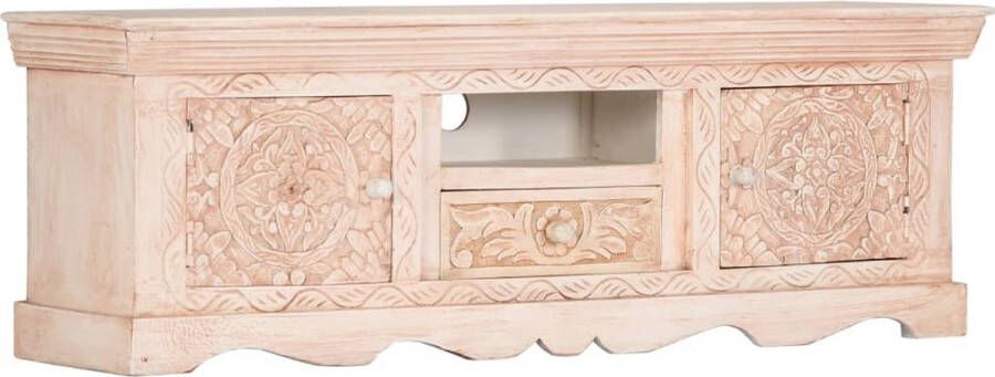 The Living Store Mangohouten TV Kast 120 x 30 x 40 cm Met 2 Deuren en 1 Lade - Foto 2