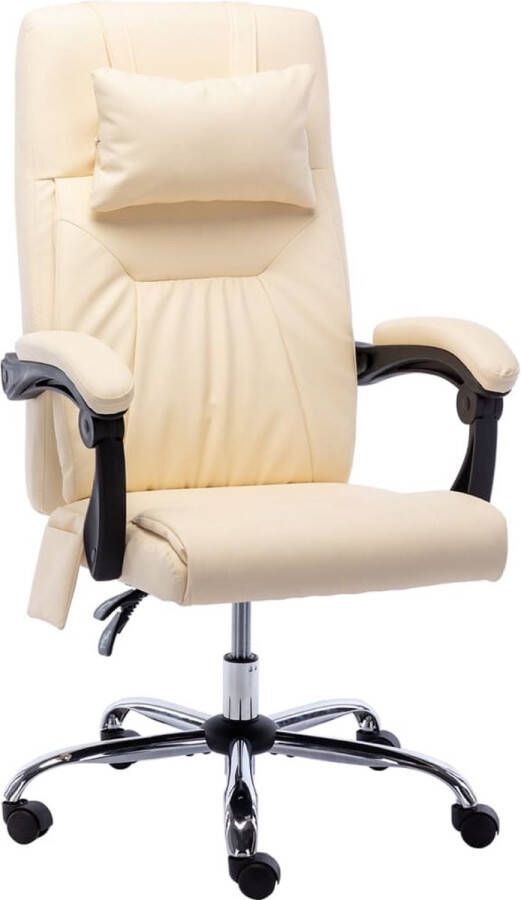 The Living Store ergonomische kantoorstoel Crème Kunstleer 60 x 64 x (112 121) cm Massage Max 110 kg - Foto 2