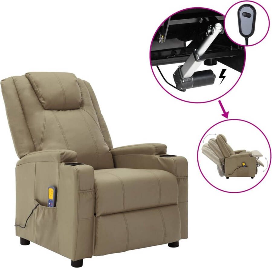 The Living Store Massagefauteuil Elektrisch Verstelbaar 75 x 88 x 100 cm Cappuccino Elektrische Massagestoel Massagefauteuil Relaxfauteuil Ergonomische Stoel Bruin Lederlook - Foto 4