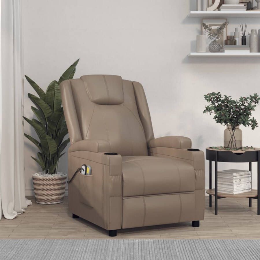 The Living Store Massagefauteuil Elektrisch Verstelbaar 75 x 88 x 100 cm Cappuccino Elektrische Massagestoel Massagefauteuil Relaxfauteuil Ergonomische Stoel Bruin Lederlook