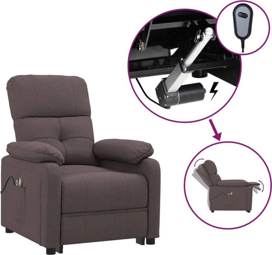 The Living Store Massagestoel elektrisch verstelbaar stof donkerbruin Massagestoel Elektrisch Verstelbaar Massagefauteuil Relaxfauteuil Lederlook - Foto 2