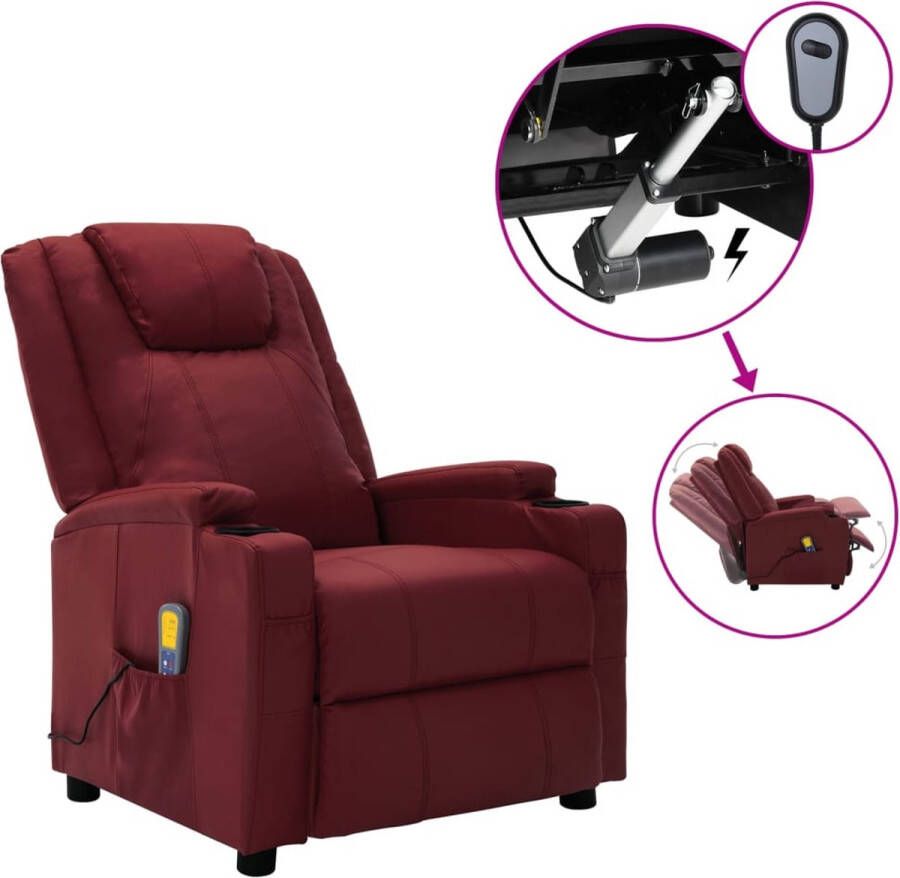 The Living Store Massagefauteuil Elektrisch Verstelbaar Massagefunctie Comfortabele Zit Wijnrood 75x88x100cm Elektrische Massagestoel Massagefauteuil Relaxfauteuil Lounge Stoel Rood Meubilair - Foto 4