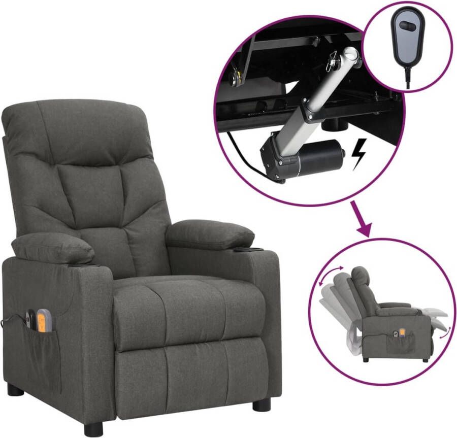The Living Store Massagefauteuil Elektrisch verstelbaar Massagefunctie Comfortabele zitting Stevig en stabiel frame Donkergrijs Elektrische Massagestoel Massagefauteuil Relaxfauteuil Ergonomische Stoel Grijs Meubilair - Foto 3