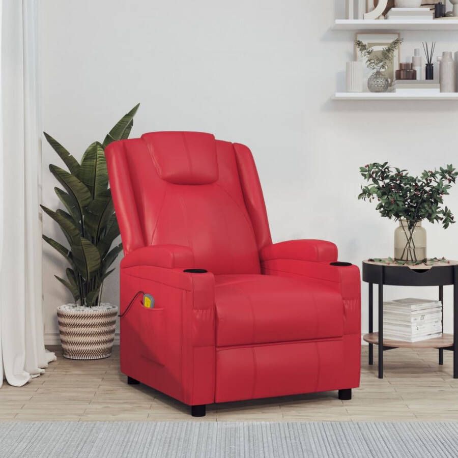 The Living Store Massagefauteuil Verstelbaar 6-punts trillingsmassage Rood 75x88x100cm - Foto 2